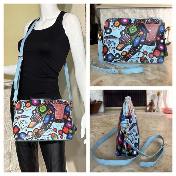 NWT John Rombough Bear Vegan Leather Purse Indigenous Artist - Picture 1 of 12